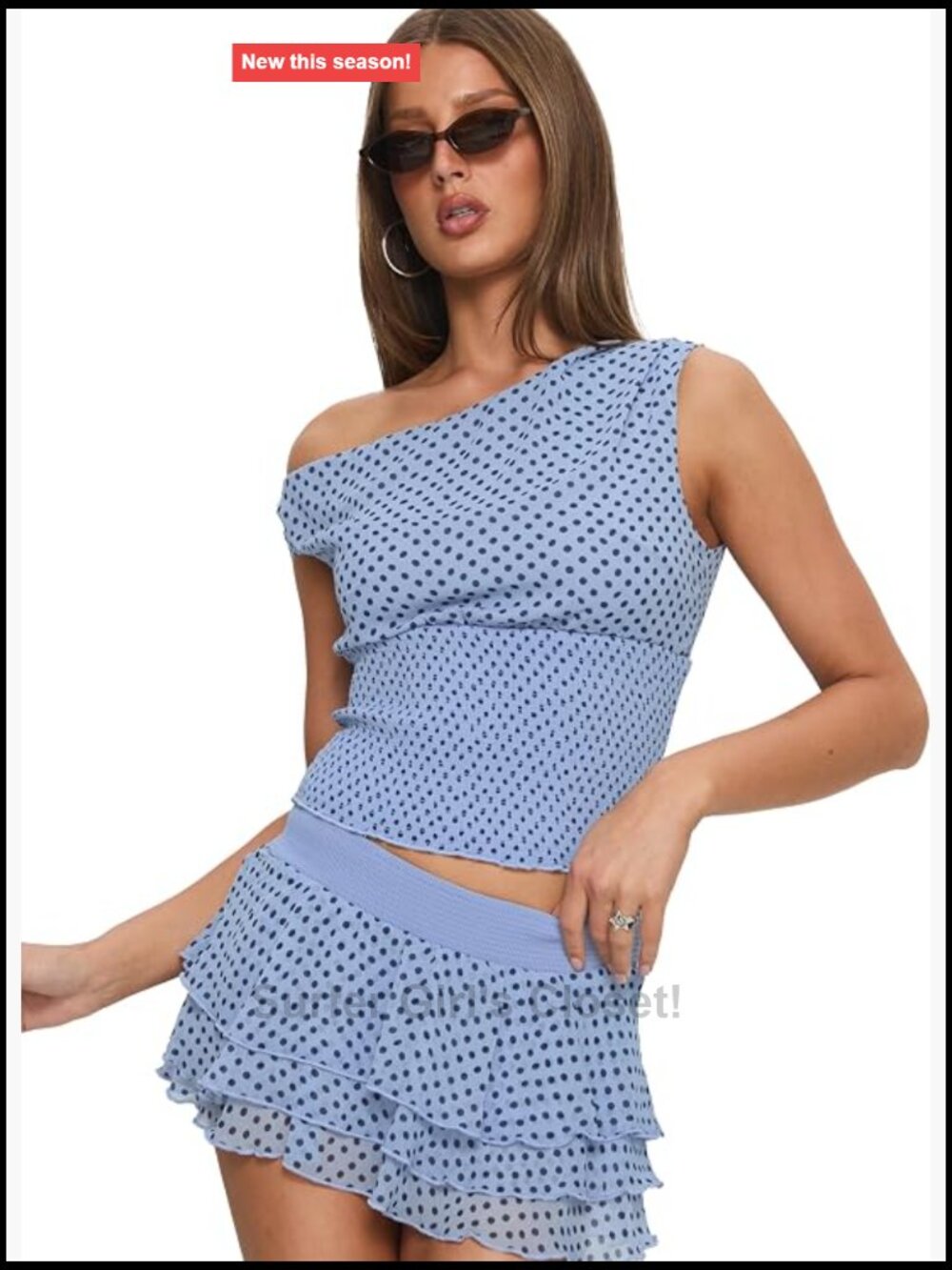 Off Shoulder Ruched Polka Dot Top Sleeveless Slim Fit Party